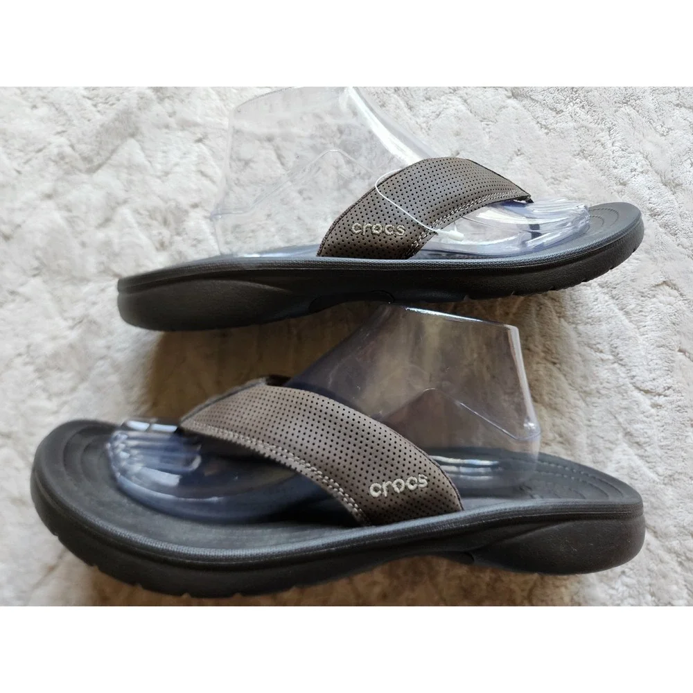 Crocs Bogota Brown Flip Flop Sandals Mens 10 204971 Sporty Casual Thong Shoes